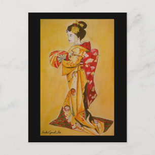 Sacha Grossel Artによる日本のGeisha Kはがき ポストカード