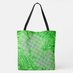 Sacola verde chamativo com quadrados tipo ladriho トートバッグ