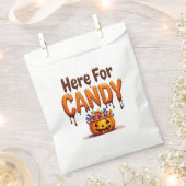 sacolinhas presentes Halloween "Here for Candy" フェイバーバッグ (クリップ留めされた状態)