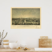 Sacramento, CA Panoramic Map - 1850 ポスター (キッチン)