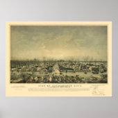 Sacramento, CA Panoramic Map - 1850 ポスター (正面)