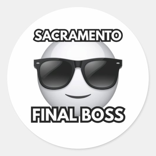 Sacramento California Final Boss Cool Sticker ラウンドシール (正面)