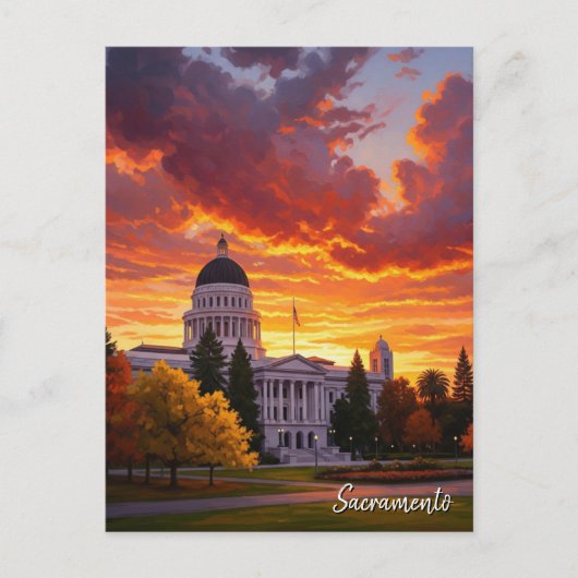 Sacramento California State Capitol Sunset ポストカード (正面)
