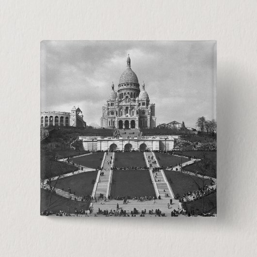 Sacre-Coeurのバシリカ会堂、Montmartre 1876-1910年 缶バッジ (正面)