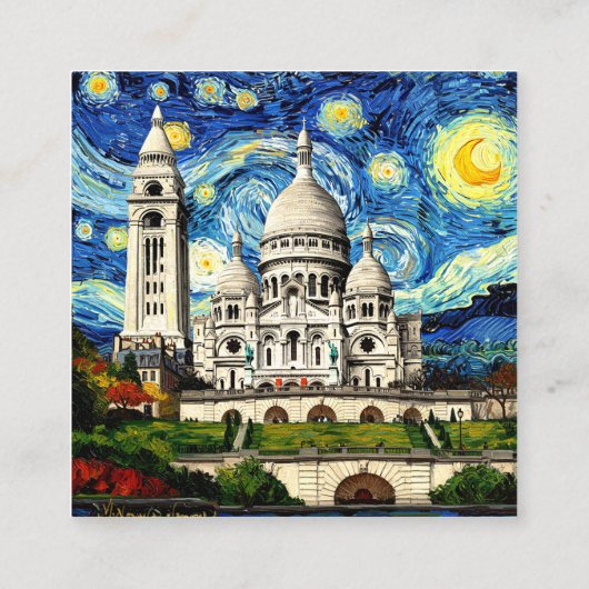 Sacre-Coeur Paris France Starry Night エンクロージャーカード (裏面)