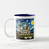 Sacre-Coeur Paris France Starry Night ツートーンマグカップ (左)