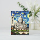 Sacre-Coeur Paris France Starry Night ポストカード (スタンド正面)