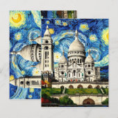Sacre-Coeur Paris France Starry Night ポストカード (正面/裏面)