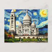 Sacre-Coeur Paris France Starry Night ポストカード (裏面)