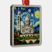 Sacre-Coeur Paris France Starry Night メタルオーナメント (右)