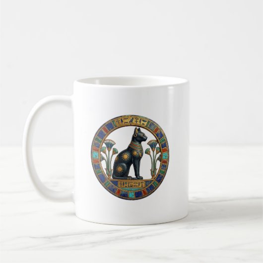 Sacred Bastet: Ancient Egyptian Cat Goddess コーヒーマグカップ (左)