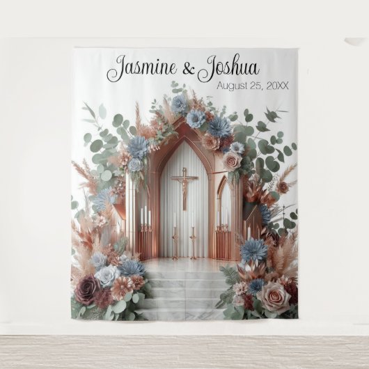 Sacred Bloom: A Moment of Grace Wedding Backdrop タペストリー (正面)