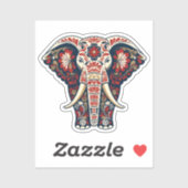 Sacred Elephant Totem - Red & Navy Floral Filigree シール (シート)