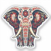 Sacred Elephant Totem - Red & Navy Floral Filigree シール (正面)