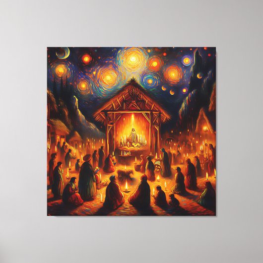 Sacred Fire Beneath the Starry Night キャンバスプリント (正面)