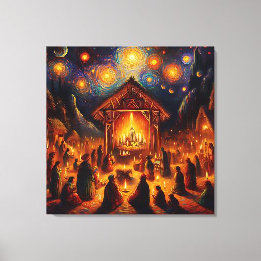 Sacred Fire Beneath the Starry Night キャンバスプリント (正面)