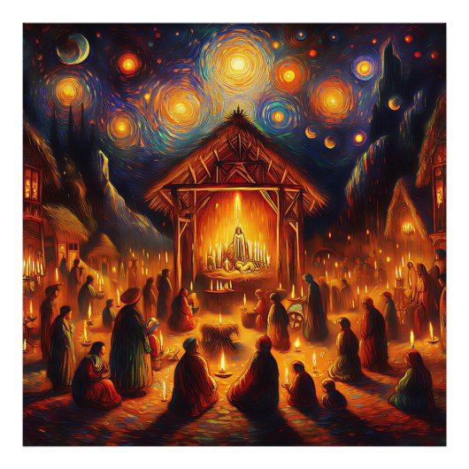 Sacred Fire Beneath the Starry Night フォトプリント (正面)