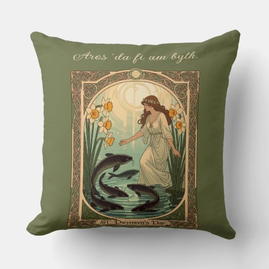 Sacred Fish of Saint Dwynwen's Well in Wales クッション (正面)