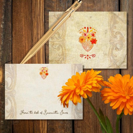 Sacred Floral Heart Mexican Baroque Muse ノートカード