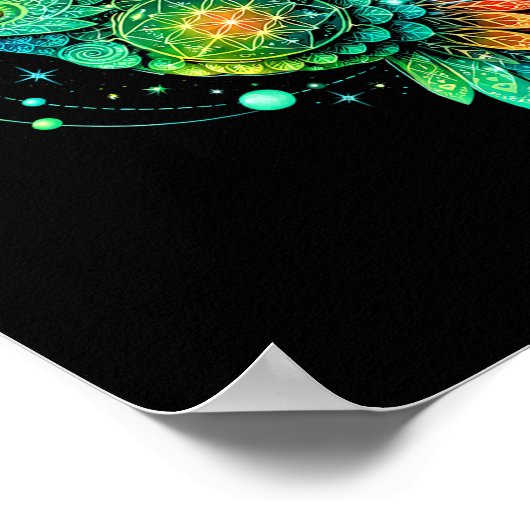 Sacred Geometry Hummingbird Mystic Celestial Desig ポスター (角)