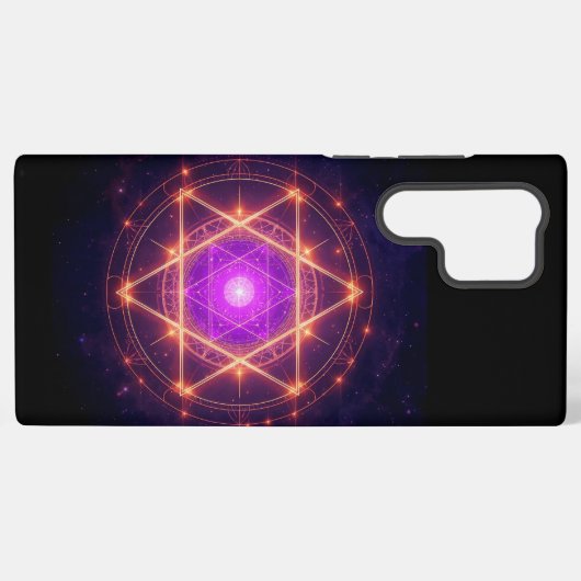 Sacred Geometry Mandala – Light Within the Cosmos Samsung Galaxyケース (裏面横)