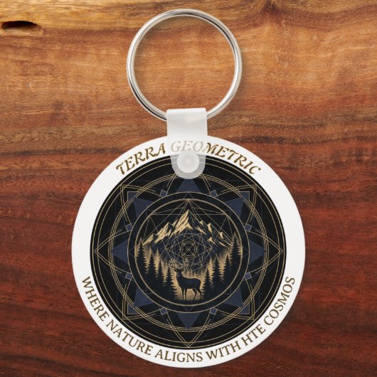 Sacred Geometry Nature Fusion • Mountains & Forest キーホルダー (正面)