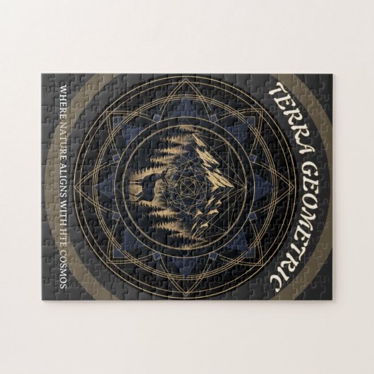 Sacred Geometry Nature Fusion • Mountains & Forest ジグソーパズル (横)