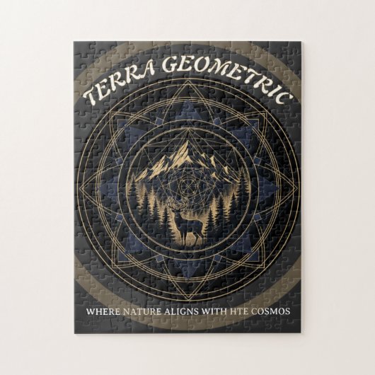 Sacred Geometry Nature Fusion • Mountains & Forest ジグソーパズル (縦)