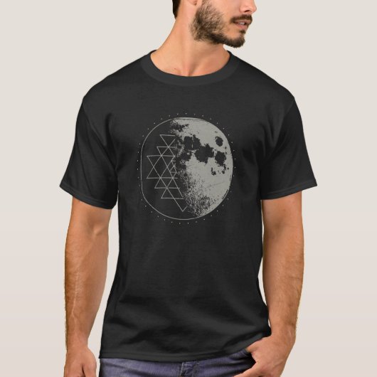 Sacred Geometry Sri Yantra Moon Psychedelic Vintag Tシャツ (正面)
