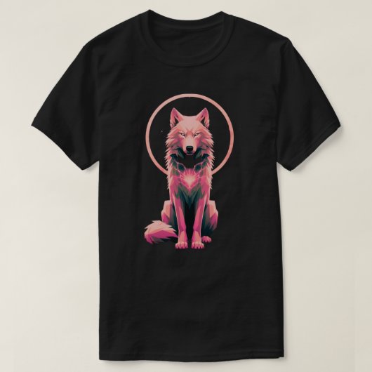Sacred Halo Wolf Geometric Animal Art Tシャツ (デザイン正面)