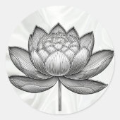 Sacred hand drawn lotus flower, water lily flower ラウンドシール (正面)