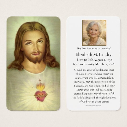 Sacred Heart Funeral Prayer Catholic Remembrance (正面&裏面)