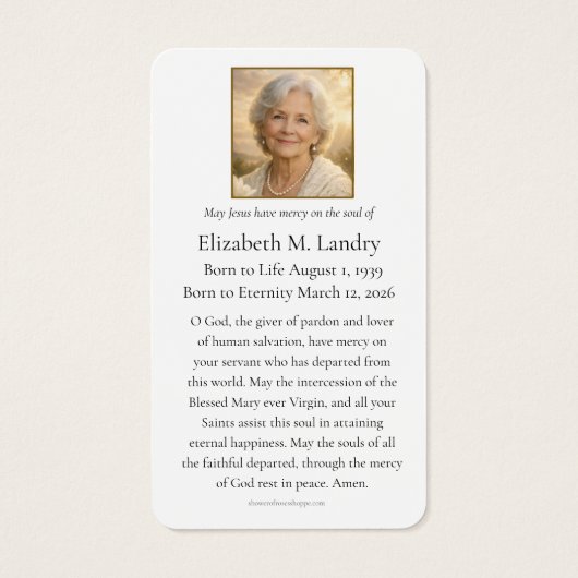 Sacred Heart Funeral Prayer Catholic Remembrance (裏面)