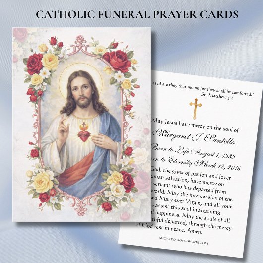 Sacred Heart Jesus Catholic Funeral Memorial 名刺