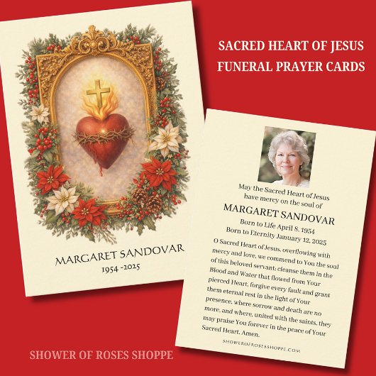 Sacred Heart Jesus Funeral Catholic Prayer Card エンクロージャーカード