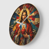 Sacred Heart of Jesus ラージ壁時計 (傾斜)