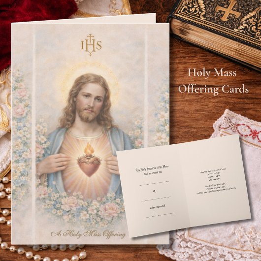 Sacred Heart of Jesus Catholic Mass Offering Card カード