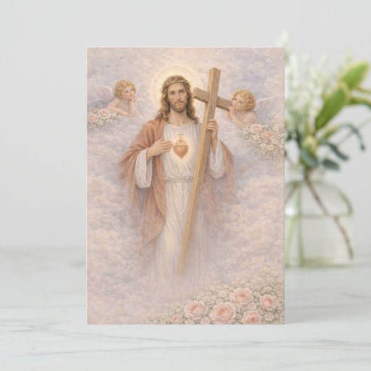 Sacred Heart of Jesus Cross Floral Angels (スタンド正面)