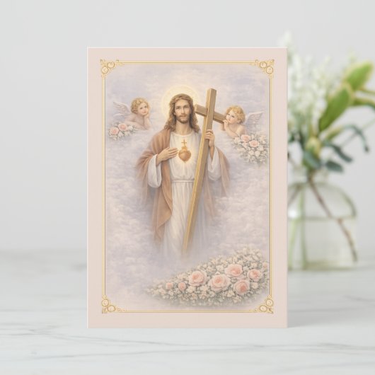 Sacred Heart of Jesus Cross Floral Angels (スタンド正面)