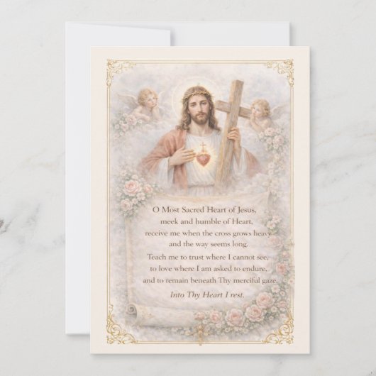 Sacred Heart of Jesus Cross Prayer Floral Design (正面)
