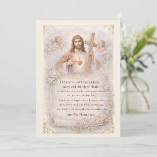 Sacred Heart of Jesus Cross Prayer Floral Design (スタンド正面)