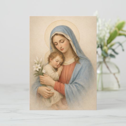 Sacred Heart of Jesus Cross Quote Floral Design (スタンド正面)