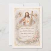Sacred Heart of Jesus Cross Quote Floral Design (正面)