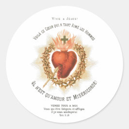 Sacred Heart of Jesus French Holy Card Sticker ラウンドシール