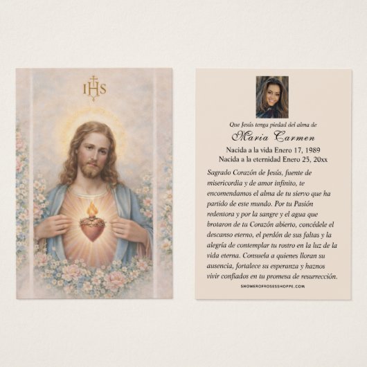Sacred Heart of Jesus Spanish Funeral Prayer (正面&裏面)