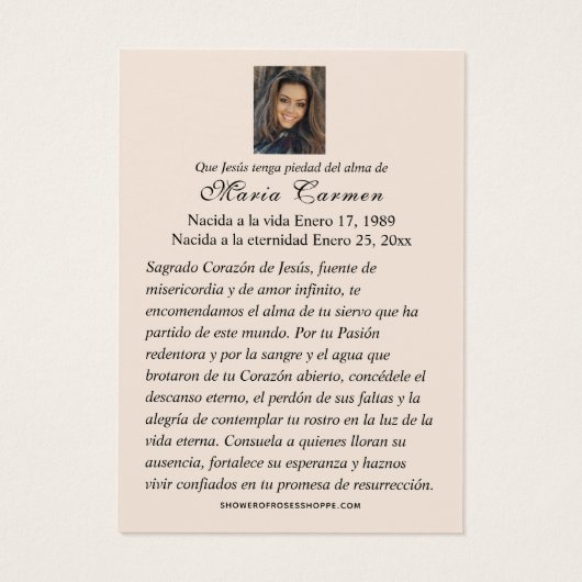 Sacred Heart of Jesus  Spanish Funeral Prayer (裏面)