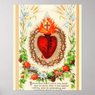 Sacred Heart of Jesus Vintage A-092621 ポスター