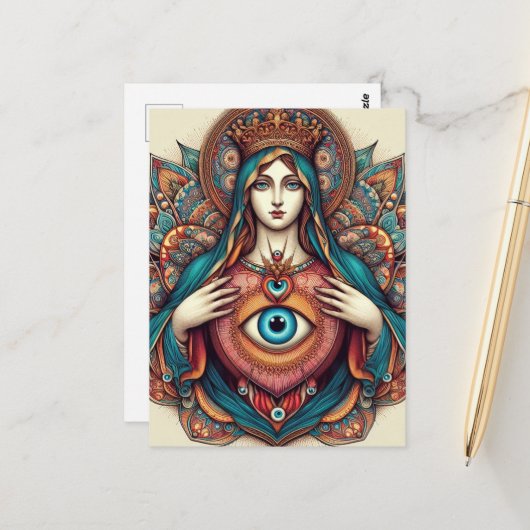 Sacred Heart Of Mary Protection From Evil ポストカード (正面/裏面インサイチュ)