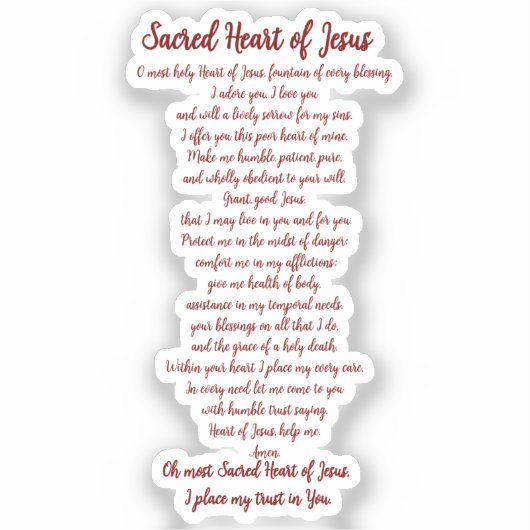 Sacred Heart Prayer Vinyl Sticker シール (正面)