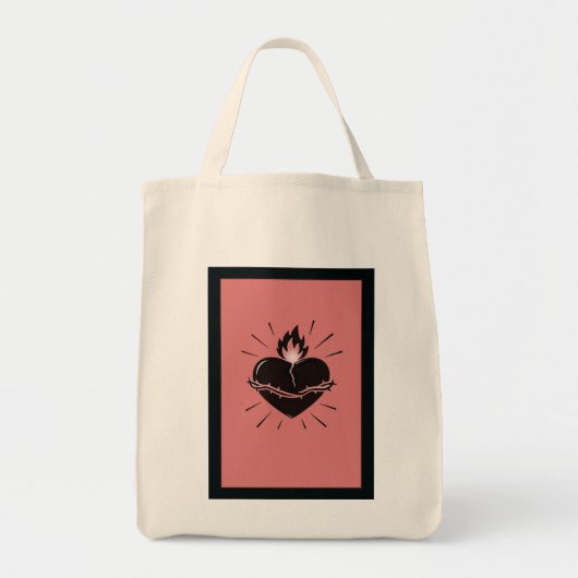 Sacred Heart Reimagined – Minimal Symbolic Art トートバッグ (正面)